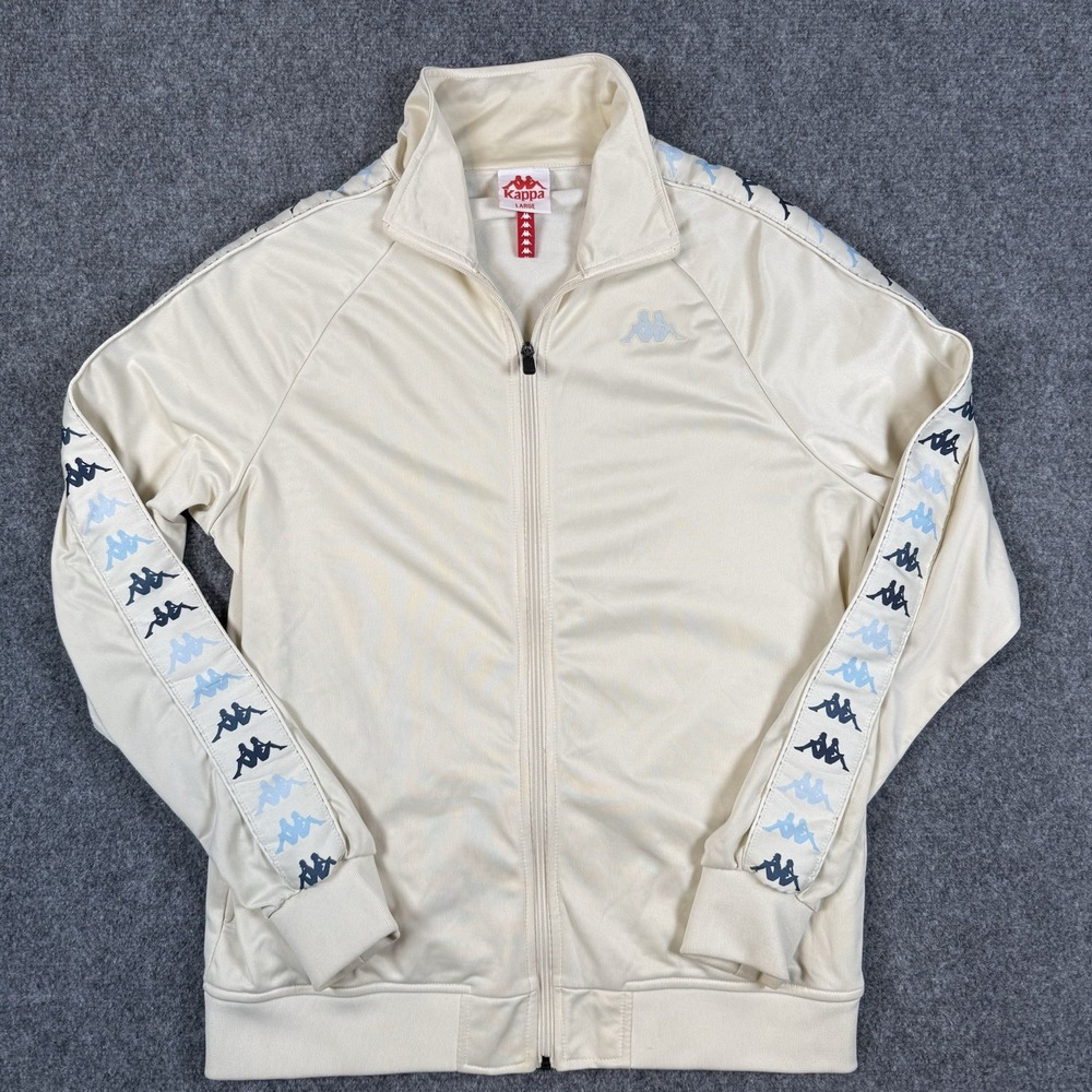 ⚽ Kappa Banda Anniston Track Jacket Mens Large Cream Omini Logo Tape Full Zip